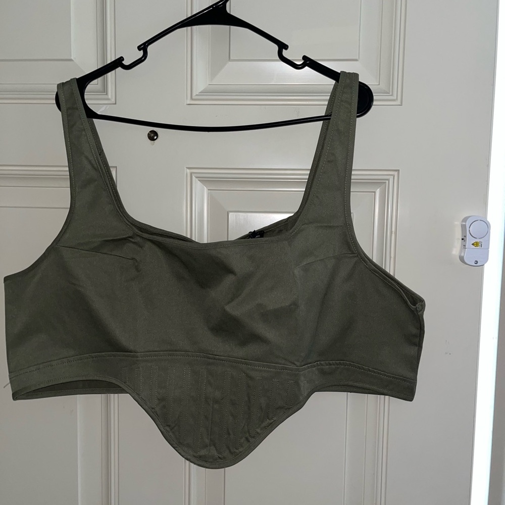 PrettyLittleThing Khaki Corset Crop Top